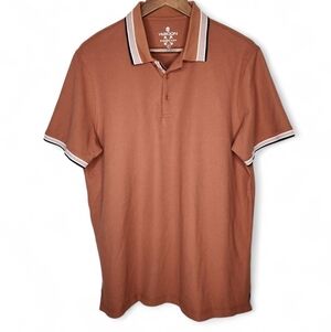 Veboon Pique Polo Shirt in Terracotta Brown Size L